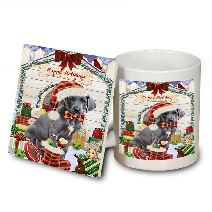 Happy Holidays Christmas Great Dane Dog House with Presents Mug and Coaster Set MUC51418