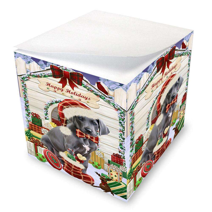 Happy Holidays Christmas Great Dane Dog House with Presents Note Cube NOC51426