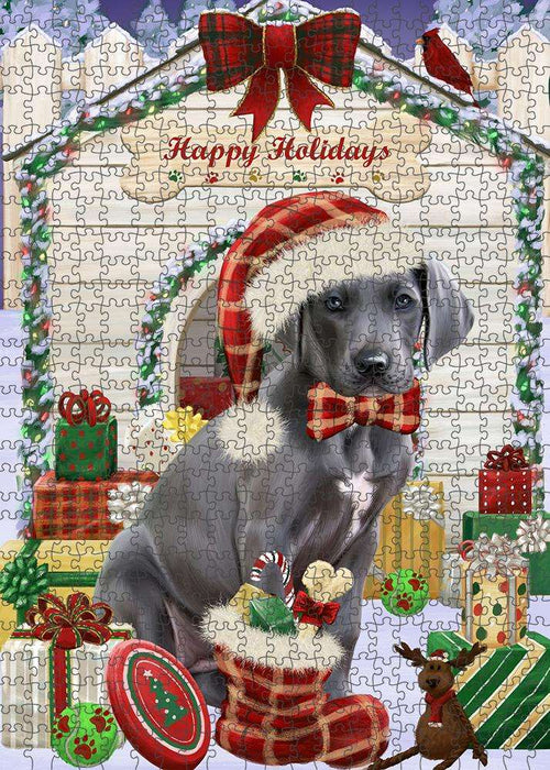 Happy Holidays Christmas Great Dane Dog House with Presents Puzzle with Photo Tin PUZL58185