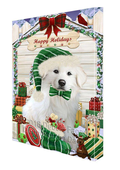 Happy Holidays Christmas Great Pyrenee Dog With Presents Canvas Print Wall Art Décor CVS90728