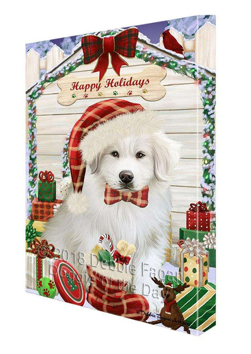 Happy Holidays Christmas Great Pyrenee Dog With Presents Canvas Print Wall Art Décor CVS90737