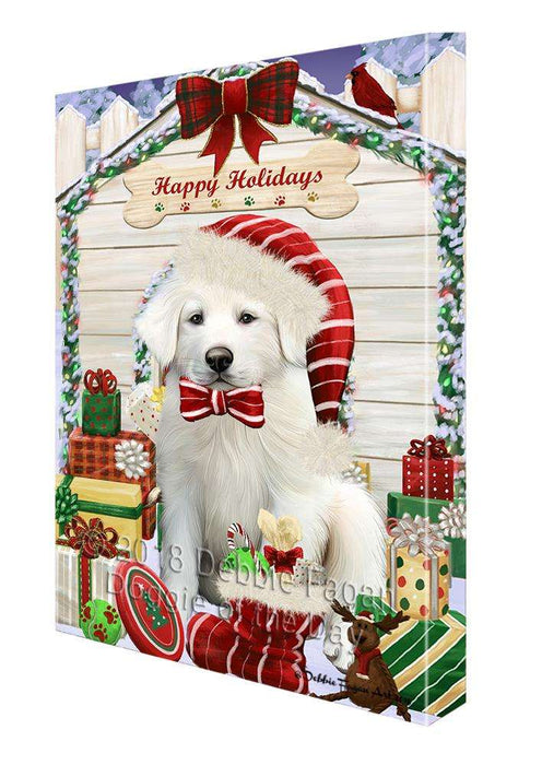 Happy Holidays Christmas Great Pyrenee Dog With Presents Canvas Print Wall Art Décor CVS90746