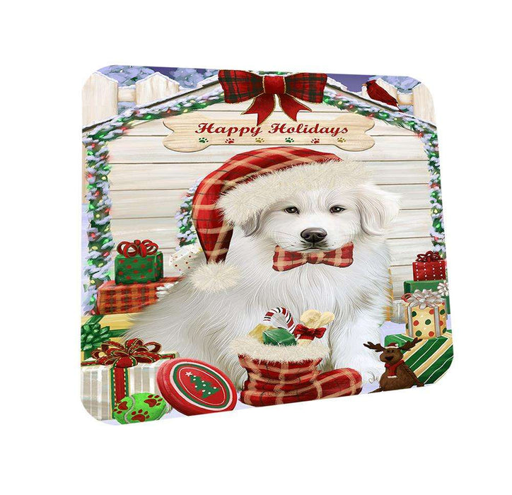 Happy Holidays Christmas Great Pyrenee Dog With Presents Coasters Set of 4 CST52619