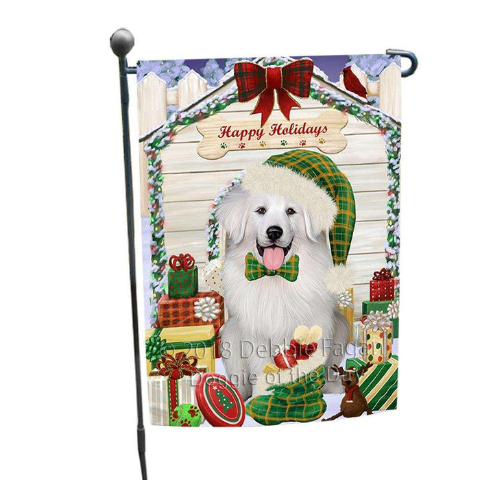 Happy Holidays Christmas Great Pyrenee Dog With Presents Garden Flag GFLG52603