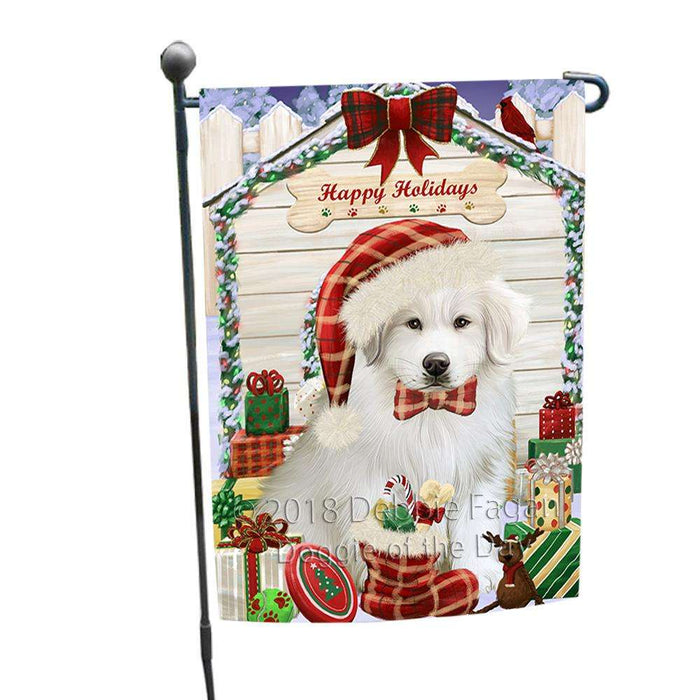 Happy Holidays Christmas Great Pyrenee Dog With Presents Garden Flag GFLG52605