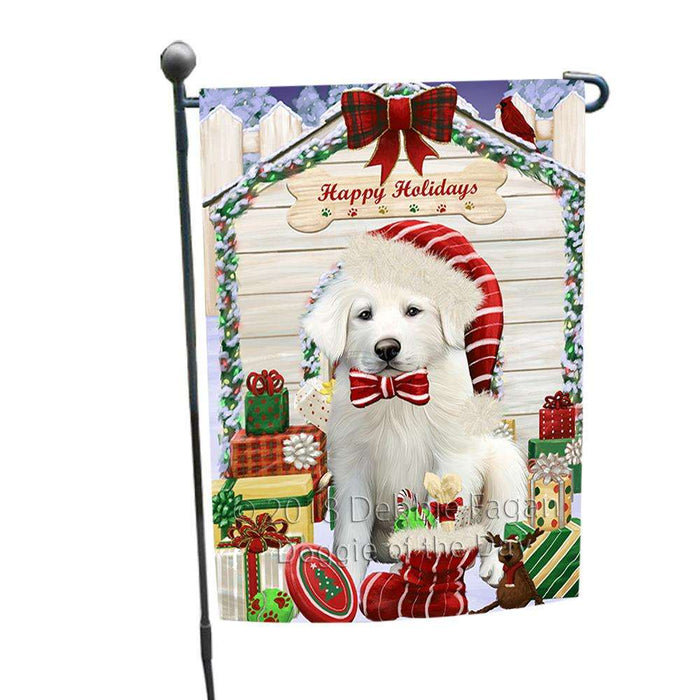 Happy Holidays Christmas Great Pyrenee Dog With Presents Garden Flag GFLG52606