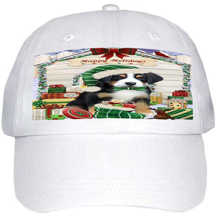 Happy Holidays Christmas Greater Swiss Mountain Dog With Presents Ball Hat Cap HAT61722