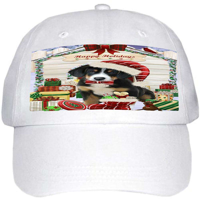 Happy Holidays Christmas Greater Swiss Mountain Dog With Presents Ball Hat Cap HAT61728