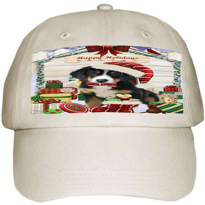 Happy Holidays Christmas Greater Swiss Mountain Dog With Presents Ball Hat Cap HAT61728