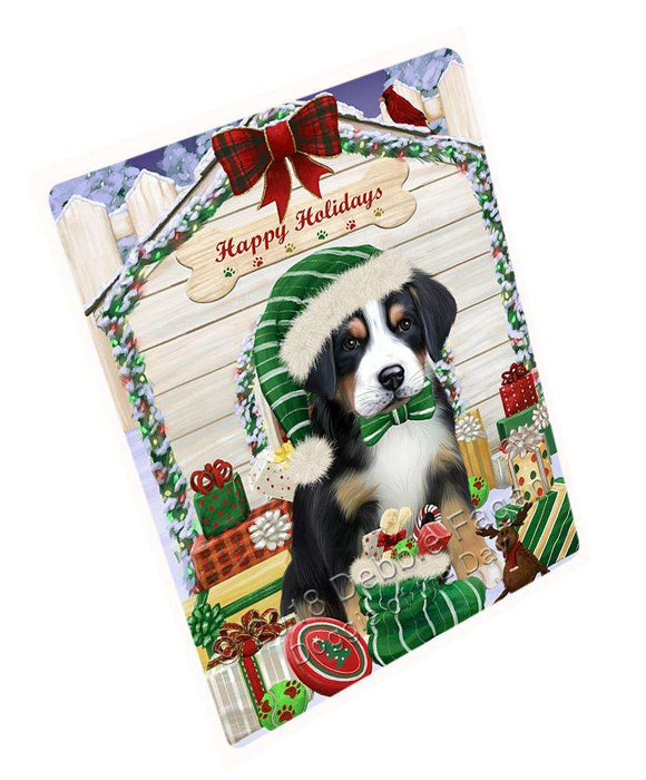 Happy Holidays Christmas Greater Swiss Mountain Dog With Presents Large Refrigerator / Dishwasher Magnet RMAG76164