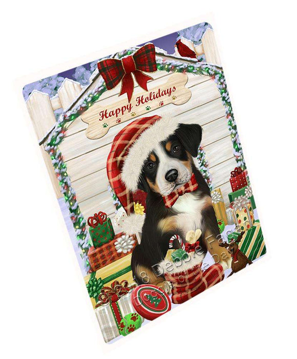 Happy Holidays Christmas Greater Swiss Mountain Dog With Presents Large Refrigerator / Dishwasher Magnet RMAG76170