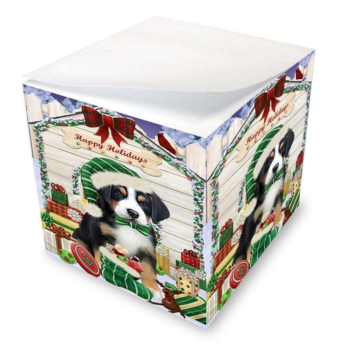 Happy Holidays Christmas Greater Swiss Mountain Dog With Presents Note Cube NOC52663