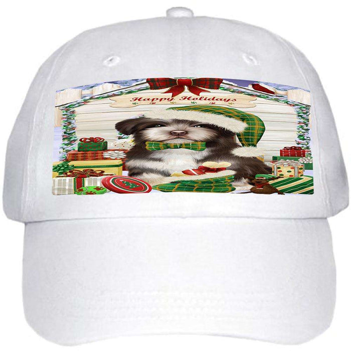 Happy Holidays Christmas Havanese Dog House with Presents Ball Hat Cap HAT58017