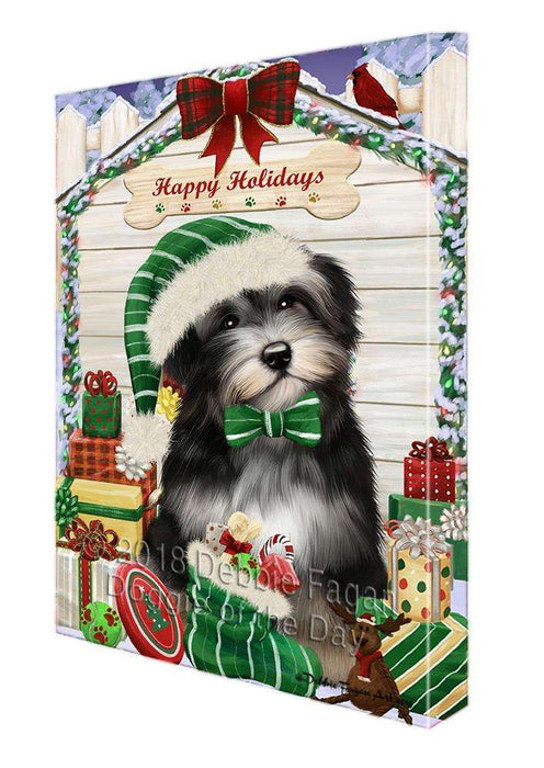 Happy Holidays Christmas Havanese Dog House with Presents Canvas Print Wall Art Décor CVS79586