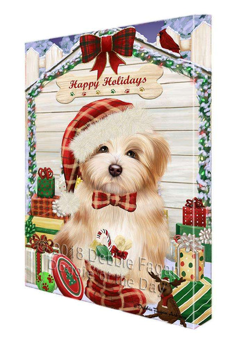 Happy Holidays Christmas Havanese Dog House with Presents Canvas Print Wall Art Décor CVS79595