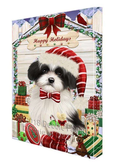 Happy Holidays Christmas Havanese Dog House with Presents Canvas Print Wall Art Décor CVS79604