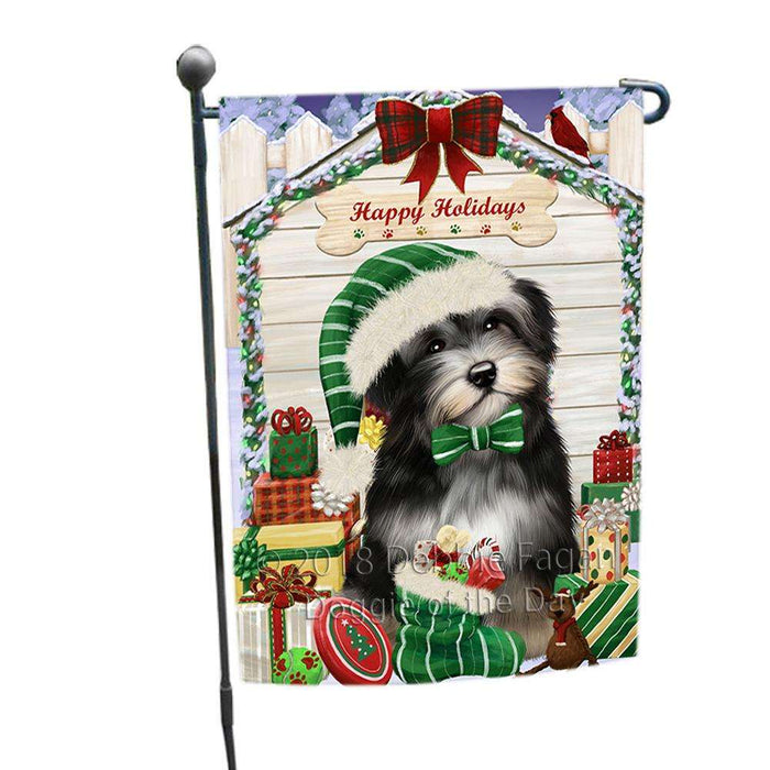 Happy Holidays Christmas Havanese Dog House with Presents Garden Flag GFLG51366