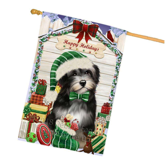 Happy Holidays Christmas Havanese Dog House with Presents House Flag FLG51502