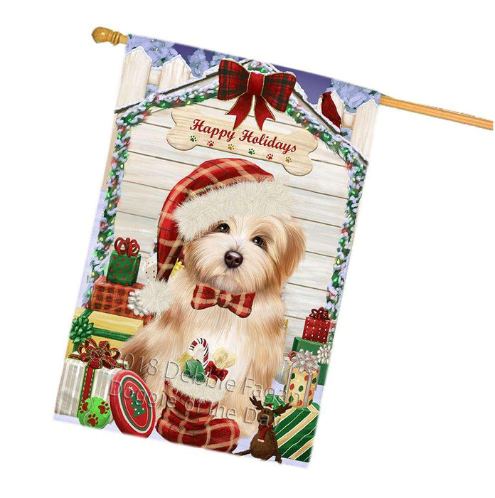 Happy Holidays Christmas Havanese Dog House with Presents House Flag FLG51503