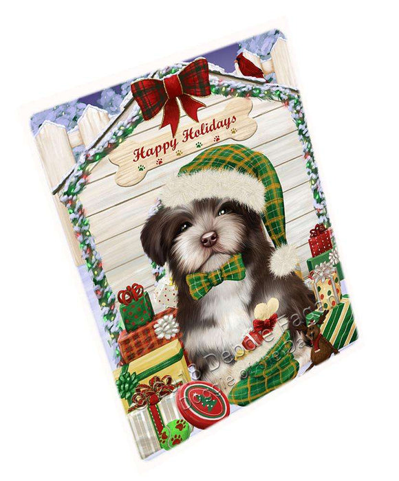 Happy Holidays Christmas Havanese Dog House with Presents Large Refrigerator / Dishwasher Magnet RMAG68706