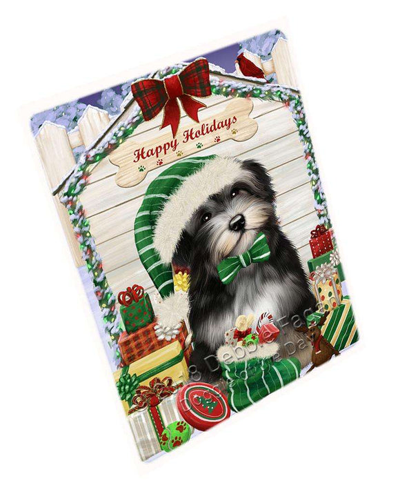 Happy Holidays Christmas Havanese Dog House with Presents Large Refrigerator / Dishwasher Magnet RMAG68712