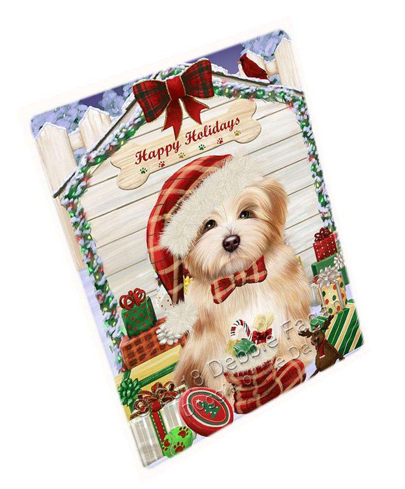 Happy Holidays Christmas Havanese Dog House with Presents Large Refrigerator / Dishwasher Magnet RMAG68718