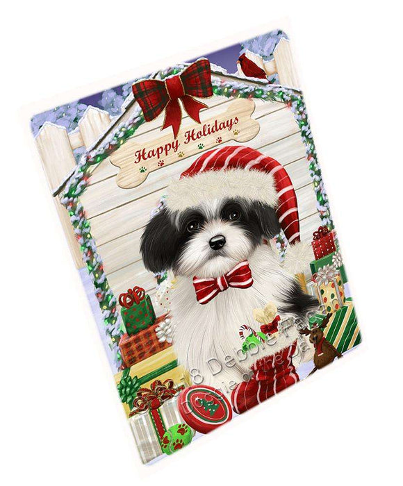 Happy Holidays Christmas Havanese Dog House with Presents Large Refrigerator / Dishwasher Magnet RMAG68724