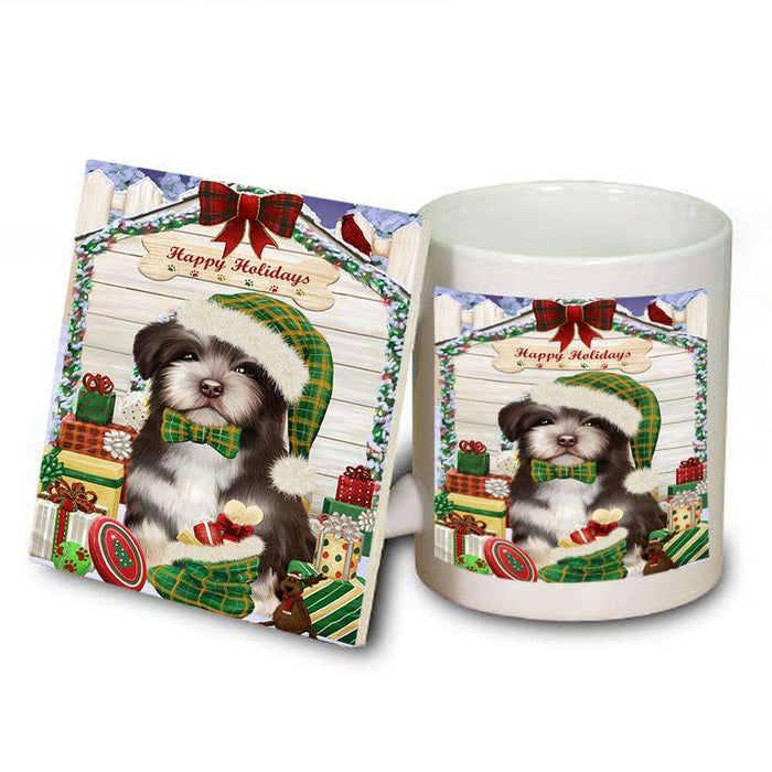 Happy Holidays Christmas Havanese Dog House with Presents Mug and Coaster Set MUC51420