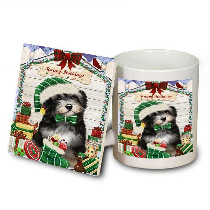 Happy Holidays Christmas Havanese Dog House with Presents Mug and Coaster Set MUC51421