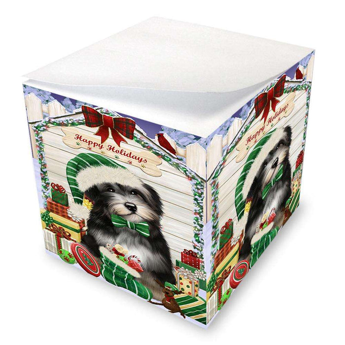 Happy Holidays Christmas Havanese Dog House with Presents Note Cube NOC51429