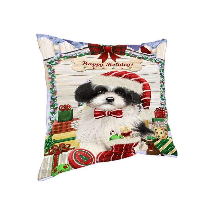 Happy Holidays Christmas Havanese Dog House with Presents Pillow PIL61848