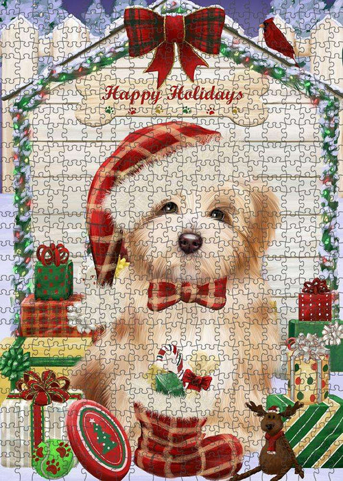 Happy Holidays Christmas Havanese Dog House with Presents Puzzle with Photo Tin PUZL58197