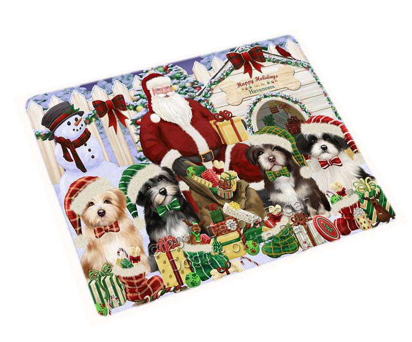 Happy Holidays Christmas Havaneses Dog House Gathering Large Refrigerator / Dishwasher Magnet RMAG68418