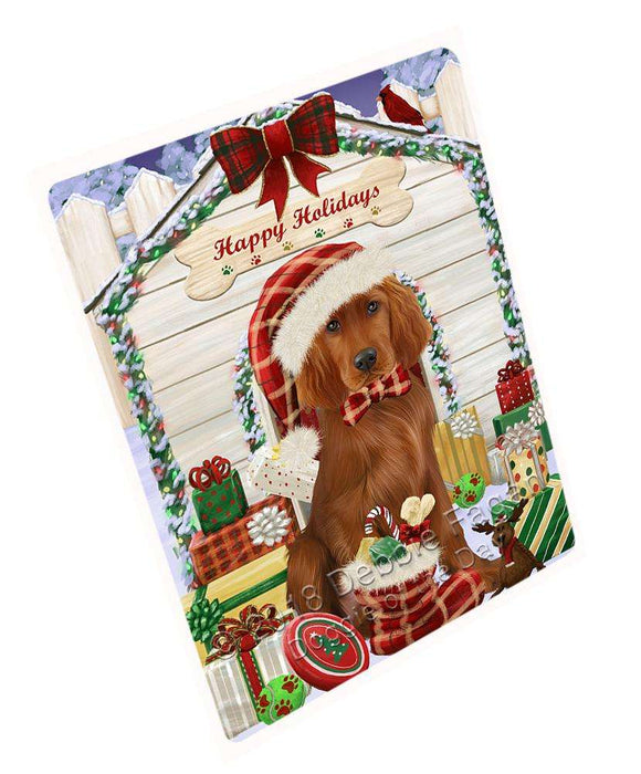 Happy Holidays Christmas Irish Setter Dog With Presents Blanket BLNKT90300