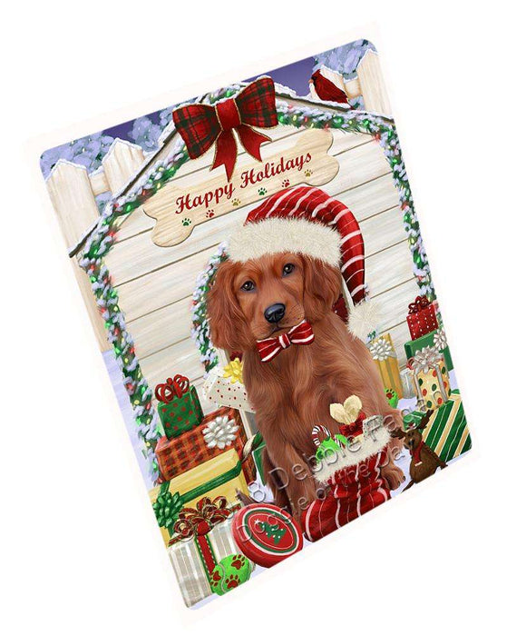 Happy Holidays Christmas Irish Setter Dog With Presents Blanket BLNKT90309