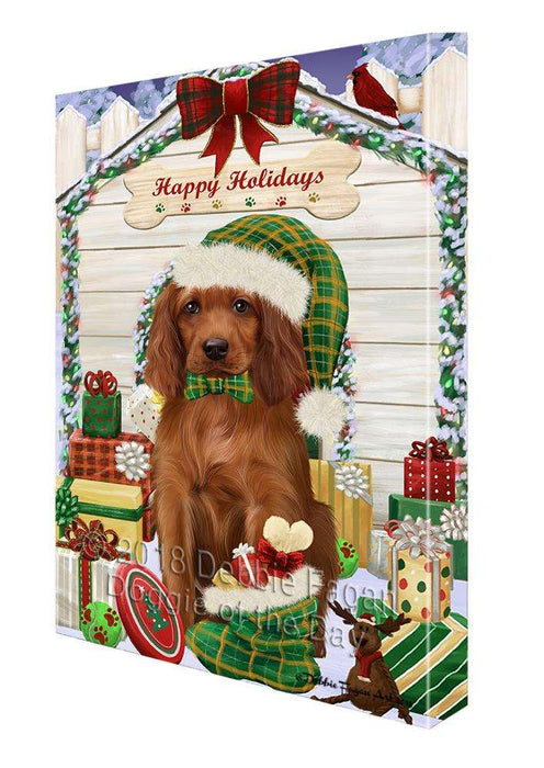 Happy Holidays Christmas Irish Setter Dog With Presents Canvas Print Wall Art Décor CVS90791