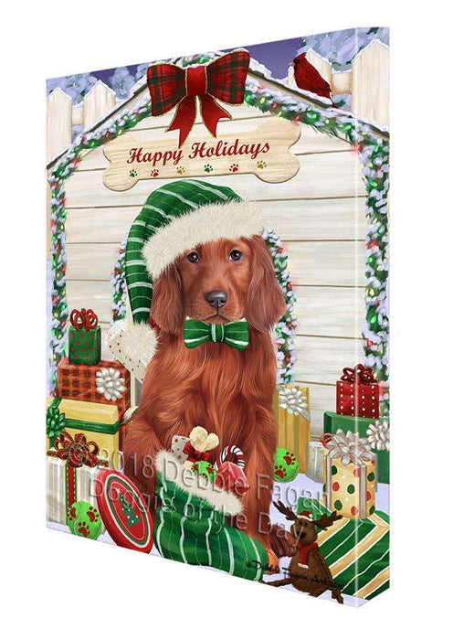 Happy Holidays Christmas Irish Setter Dog With Presents Canvas Print Wall Art Décor CVS90800