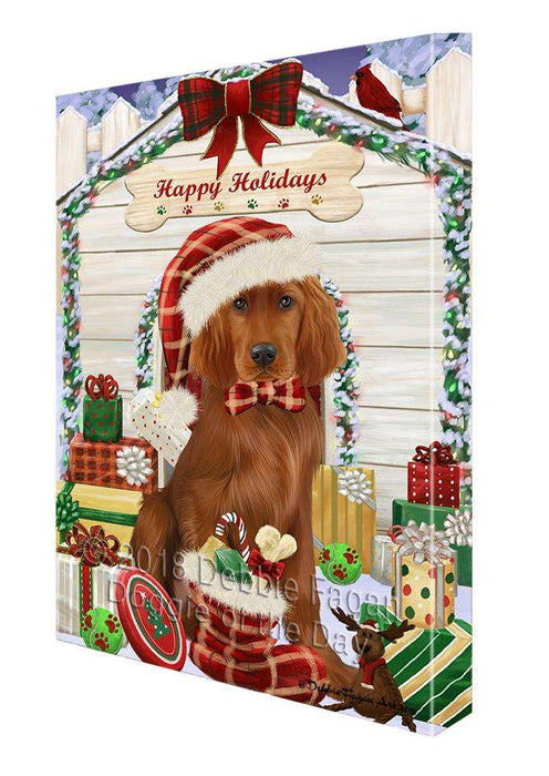Happy Holidays Christmas Irish Setter Dog With Presents Canvas Print Wall Art Décor CVS90809