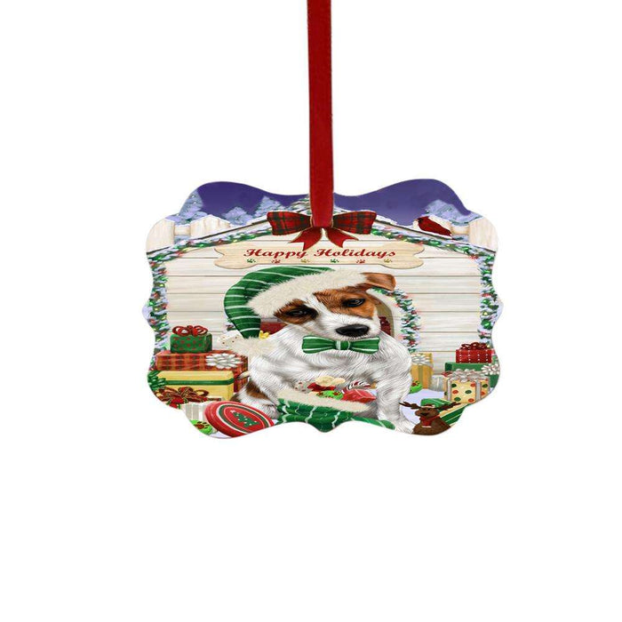 Happy Holidays Christmas Jack Russell House With Presents Double-Sided Photo Benelux Christmas Ornament LOR49883