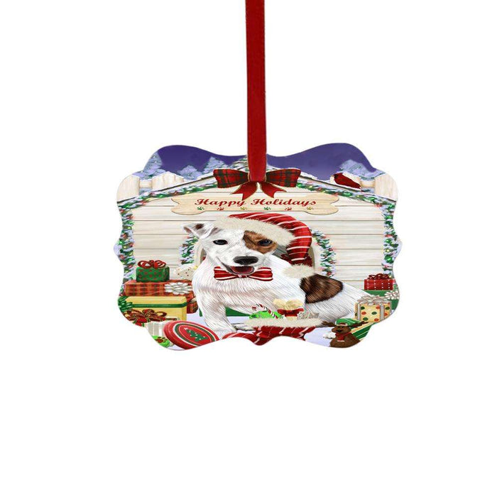 Happy Holidays Christmas Jack Russell House With Presents Double-Sided Photo Benelux Christmas Ornament LOR49885