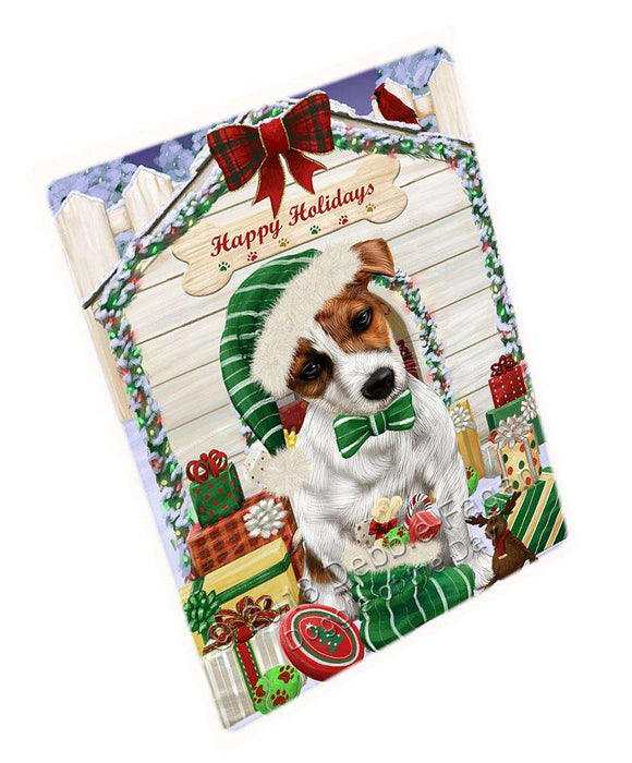 Happy Holidays Christmas Jack Russell Terrier Dog House with Presents Cutting Board C58593