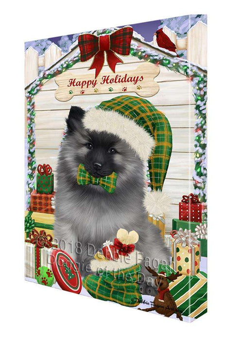 Happy Holidays Christmas Keeshond Dog With Presents Canvas Print Wall Art Décor CVS90827