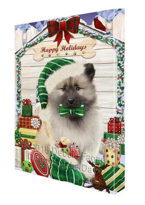 Happy Holidays Christmas Keeshond Dog With Presents Canvas Print Wall Art Décor CVS90836
