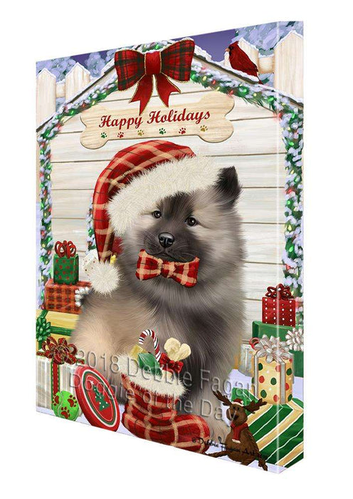 Happy Holidays Christmas Keeshond Dog With Presents Canvas Print Wall Art Décor CVS90845