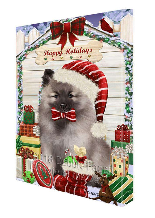 Happy Holidays Christmas Keeshond Dog With Presents Canvas Print Wall Art Décor CVS90854
