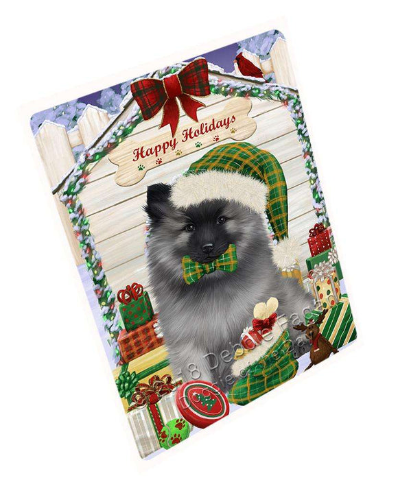Happy Holidays Christmas Keeshond Dog With Presents Magnet Mini (3.5" x 2") MAG62103