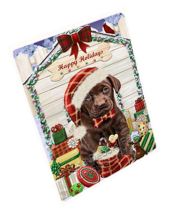 Happy Holidays Christmas Labrador Retriever Dog House with Presents Cutting Board C58383
