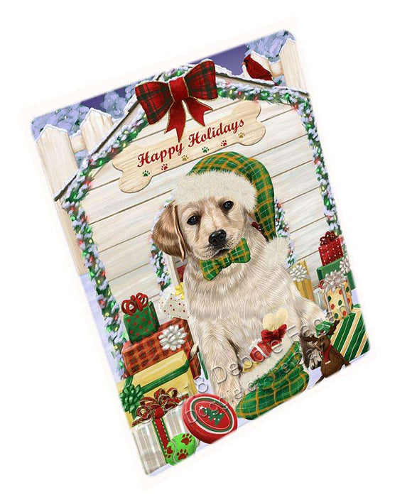 Happy Holidays Christmas Labrador Retriever Dog House with Presents Large Refrigerator / Dishwasher Magnet RMAG68754