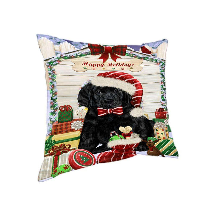 Happy Holidays Christmas Labrador Retriever Dog House with Presents Pillow PIL61880
