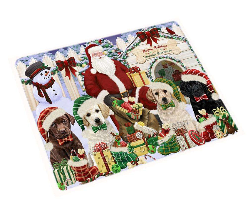 Happy Holidays Christmas Labrador Retrievers Dog House Gathering Large Refrigerator / Dishwasher Magnet RMAG68430